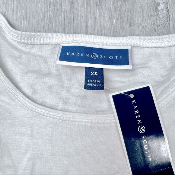 Karen Scott White Sailboat Christmas Top XS - Picture 3 of 5